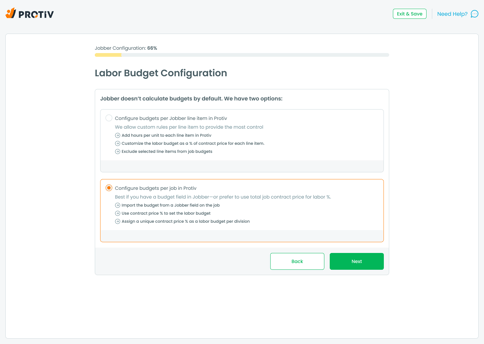 labor budget configuration